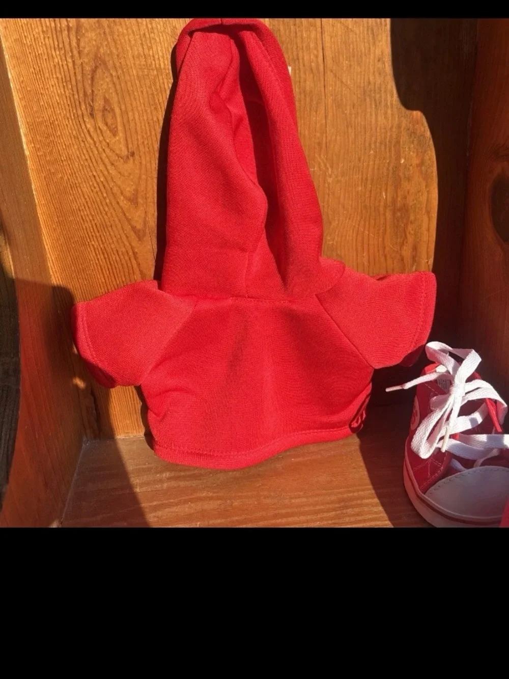 Red HUGS fleece Build-A-Bear hoodie And Red Canvas High Tops